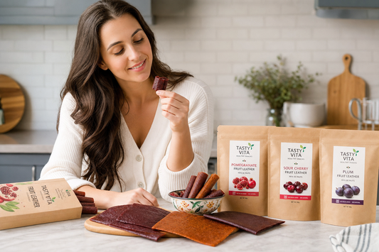 Best Persian fruit leather snacks in Canada featuring Tasty Vita Lavashak and healthy dried fruit treats
