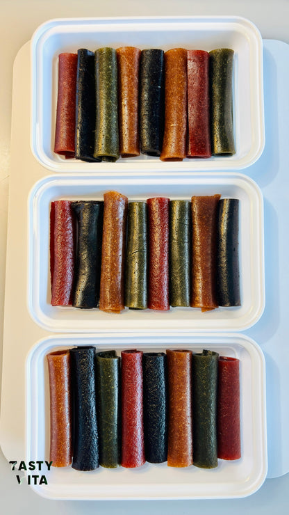 Assorted Rolled Fruit Leather with Lavashak Sauce