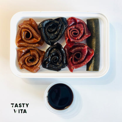 Rose-Shaped Fruit Leather with Lavashak Sauce