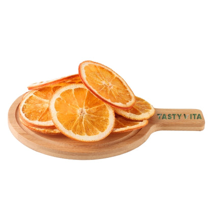 Natural Dried oranges, no sugar, healthy fruit snack in Canada & the US.Tasty Vita online store in Vancouver, dehydrated fruits, citrus, vegan, vegetarian treat.