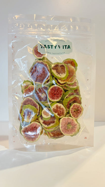 Tasty Vita Natural dried figs, healthy fruit snack, no-sugar vegan/vegetarian delight/ dehydrated fig snack in Canada and the US.