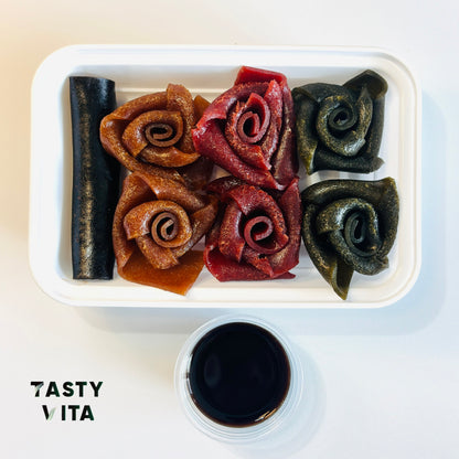 Rose-Shaped Fruit Leather with Lavashak Sauce
