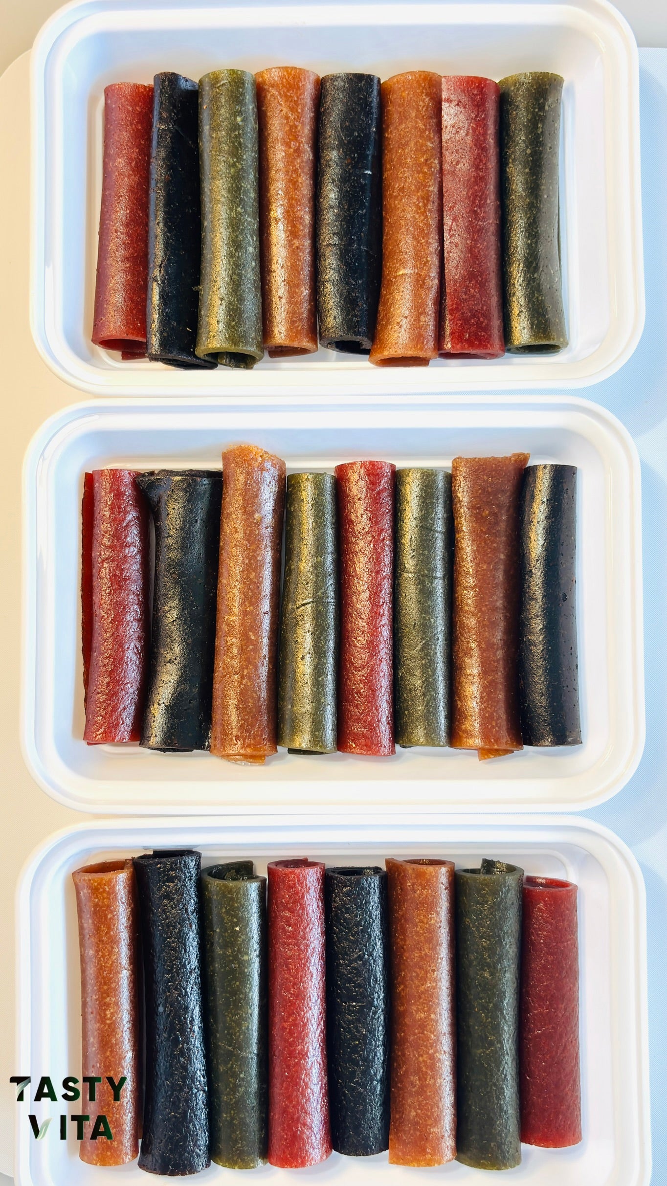 Assorted Rolled Fruit Leather with Lavashak Sauce