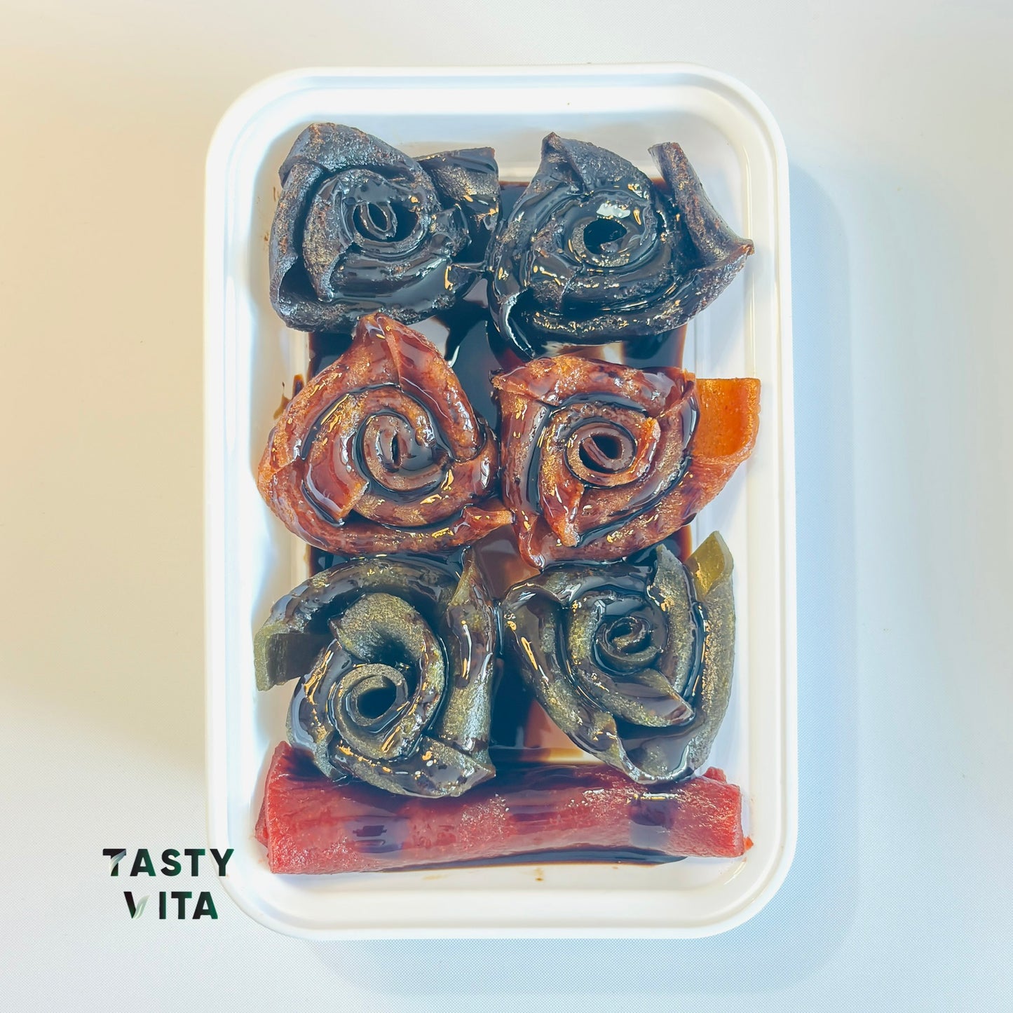 Rose-Shaped Fruit Leather with Lavashak Sauce