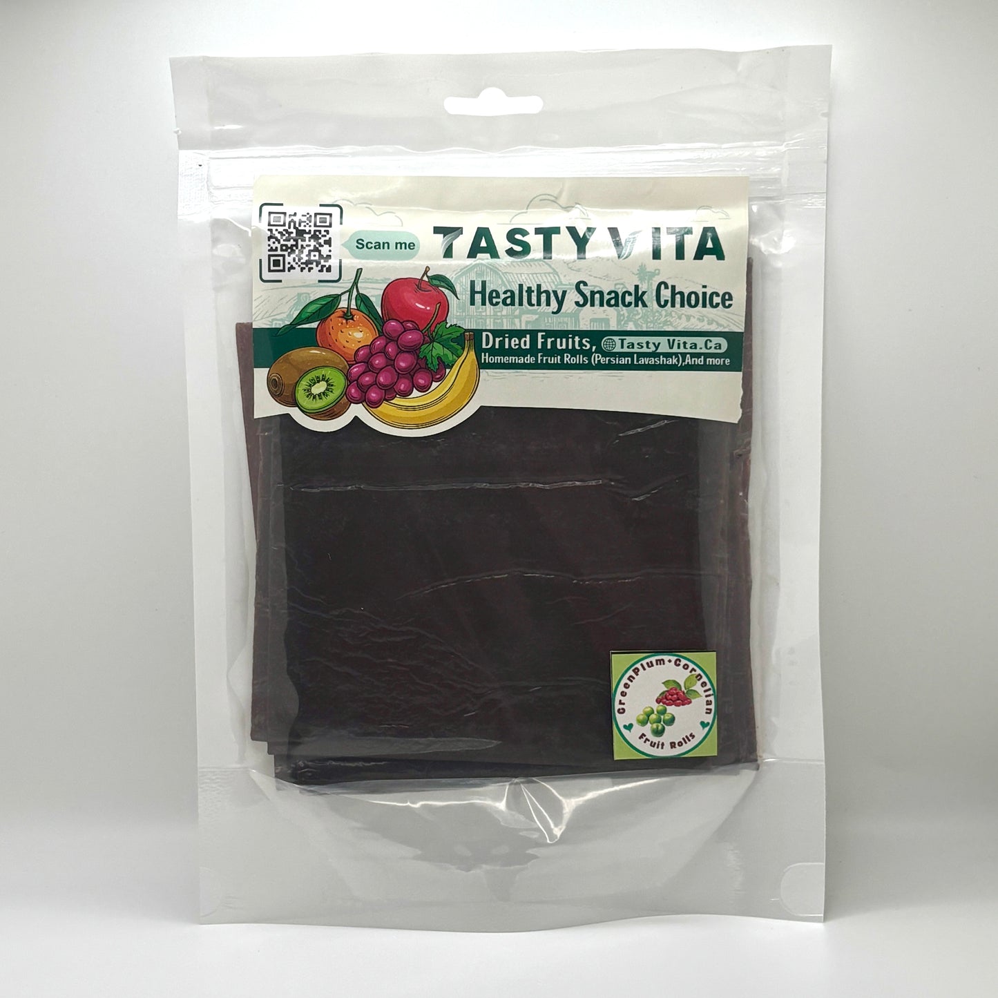 Mix of Green Plum & Cornelian Cherry Lavashak \Sour\ - 250g- لواشک میکس گوجه سبز و زغال اخته