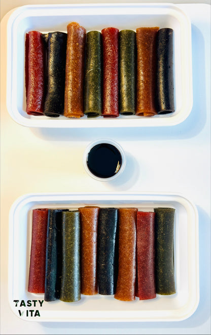 Assorted Rolled Fruit Leather with Lavashak Sauce