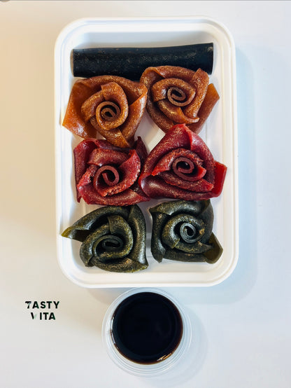 Rose-Shaped Fruit Leather with Lavashak Sauce