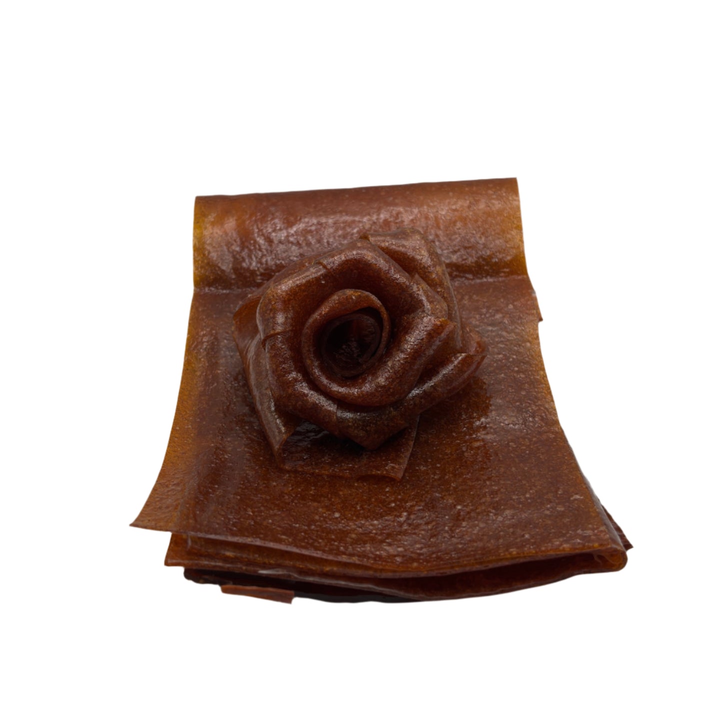 Sour wild plum fruit leather roll (Aloocheh Jangali Lavashak) on white background