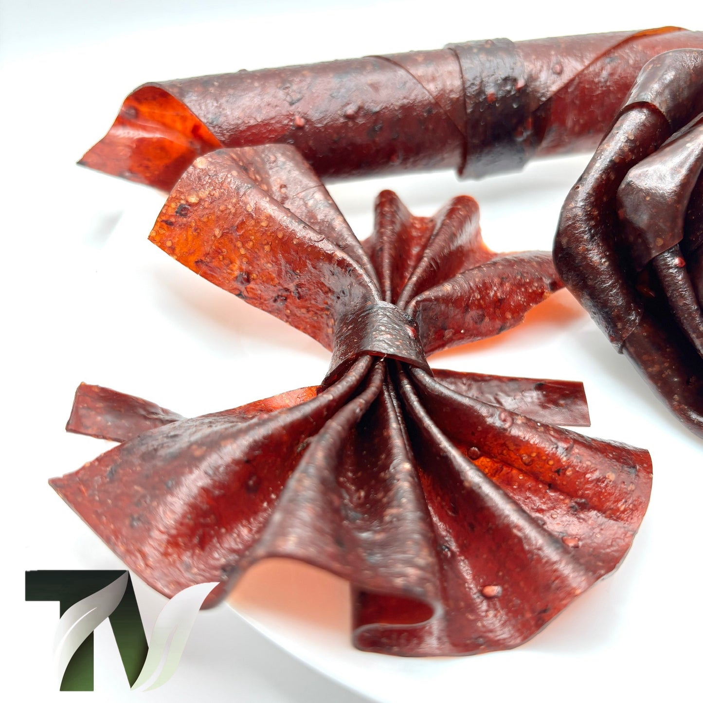 Close-up of sour Lavashak made from Gojeh Sabz and blackberries