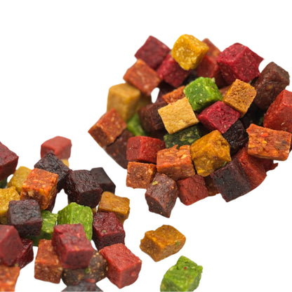 Mixed cube fruits, natural fruit snack in Canada, vegan, vegetarian, healthy fruity snack, dehydrated food, Tasty Vita nuts & dry fruits hop in North America