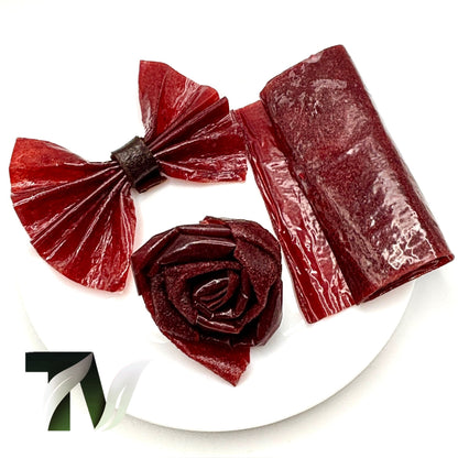 Tasty Vita pomegranate fruit leather rolls, Iranian Lavashak, handmade fruit roll-ups, no sugar natural fruit snack, vegan, vegetarian snack in Canada & the US.