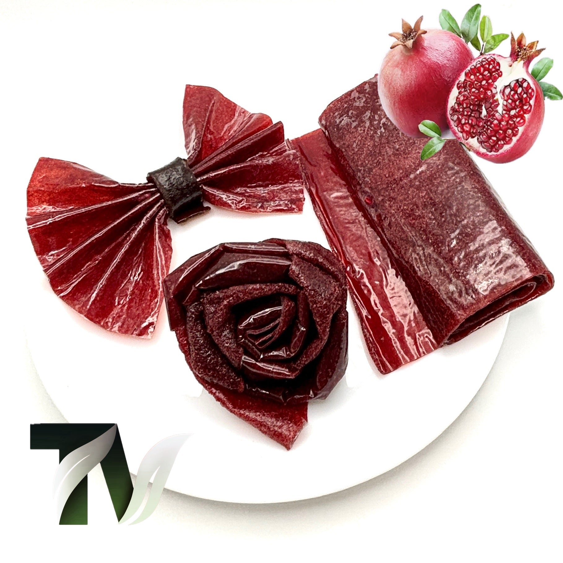Tasty Vita pomegranate fruit leather rolls, Iranian Lavashak, handmade fruit roll-ups, no sugar natural fruit snack, vegan, vegetarian snack in Canada & the US.