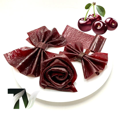 Sliced pieces of sour cherry fruit leather – homemade and additive-free, Persian Lavashak, fruit roll, fried fruits in Canada & US.