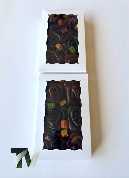 Persian Lavashak (Fruit leather) fgift box, rose shaped design by Tasty Vita fruit snack shop, cube fruits, dried sour cherry, chewy fruit product, healthy gift for birthday, holiday, christmas, and any occasions 