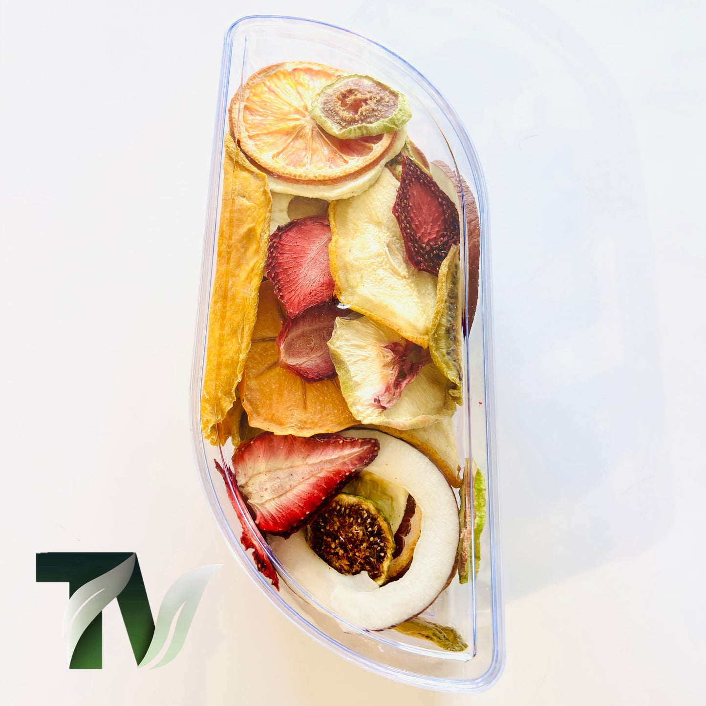 Crystal trapezoid dried fruit gift box with natural, vegan, sugar-free fruits — perfect healthy gift idea.