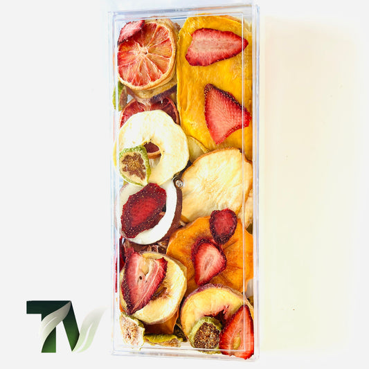 Premium dried fruit gift box with assorted natural fruits in a crystal-clear container — elegant and healthy.
