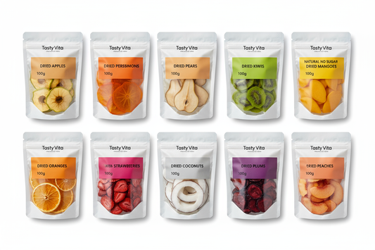 dried mangoes, dried apples, dried pear, dried kiwi, dry orange, dry strawberry, dehydrated plums, fruit snack packs