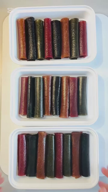 Assorted Rolled Fruit Leather with Lavashak Sauce