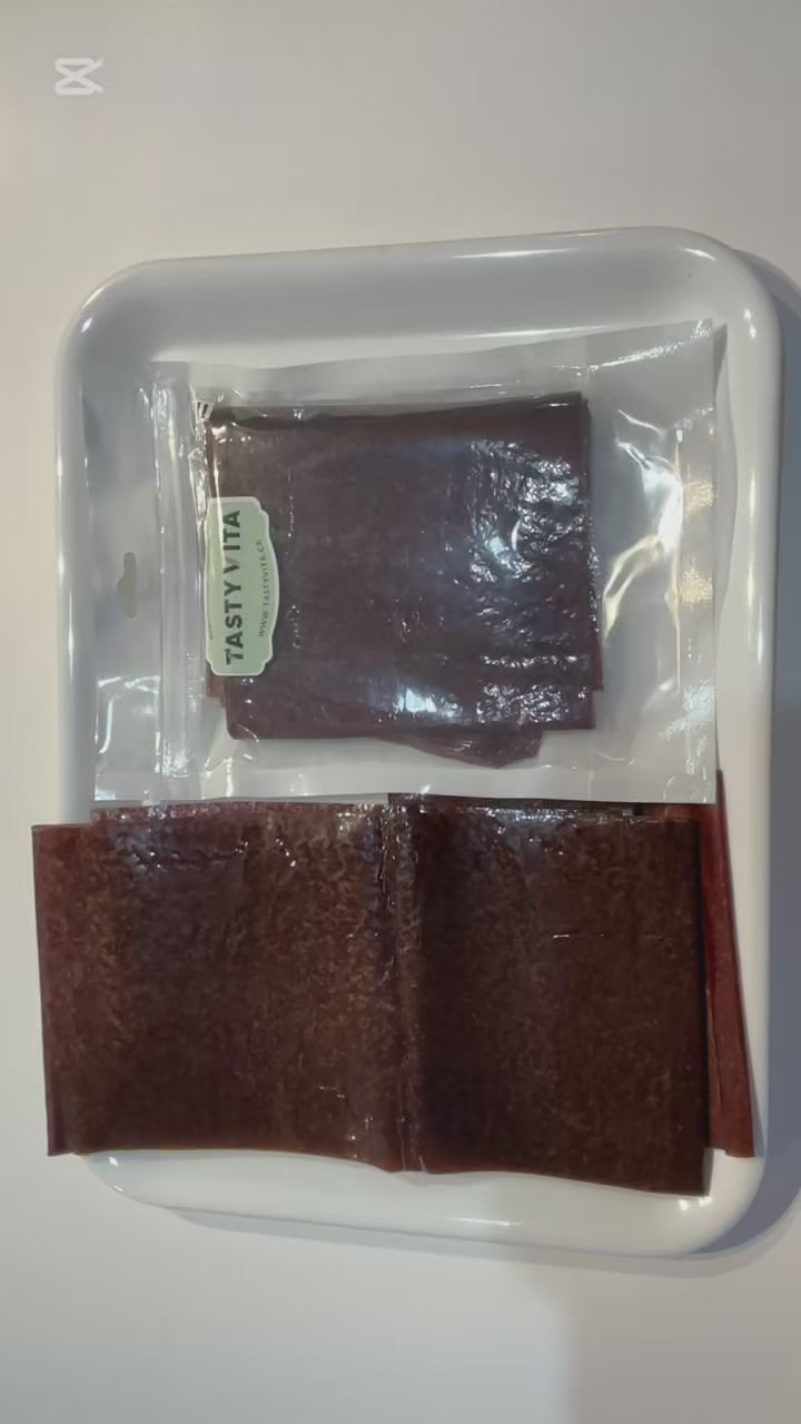 Tasty Vita green plum fruit leather (Iranian Gojeh Sabz Lavashak), Natural fruit snack, handmade, no additives, healthy, no sugar snack, vegan, vegetarian, in Canada and the US.