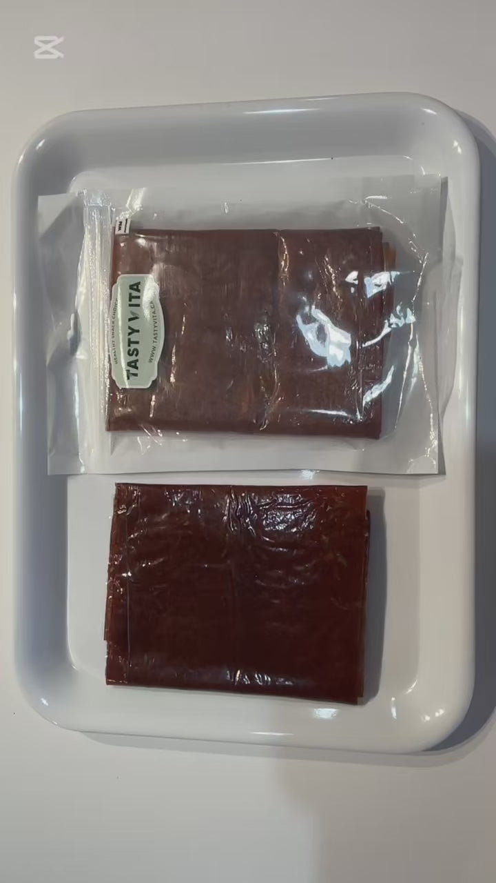 Close-up of 250g homemade Aloocheh Jangali Lavashak