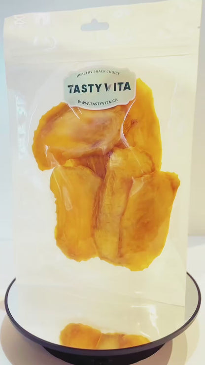 natural dried mangoes, no sugar, additive-free, mango snack, dry fruits, healthy treat for vegan/vegetarian, delivery across Canada and the US
