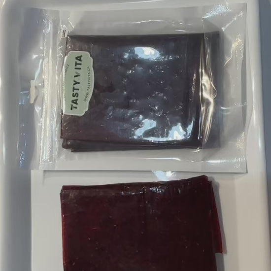 Tasty Vita handmade green plum and blackberry fruit leather – 250g sour snack