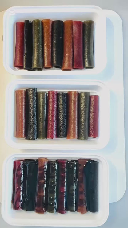 Assorted Rolled Fruit Leather with Lavashak Sauce
